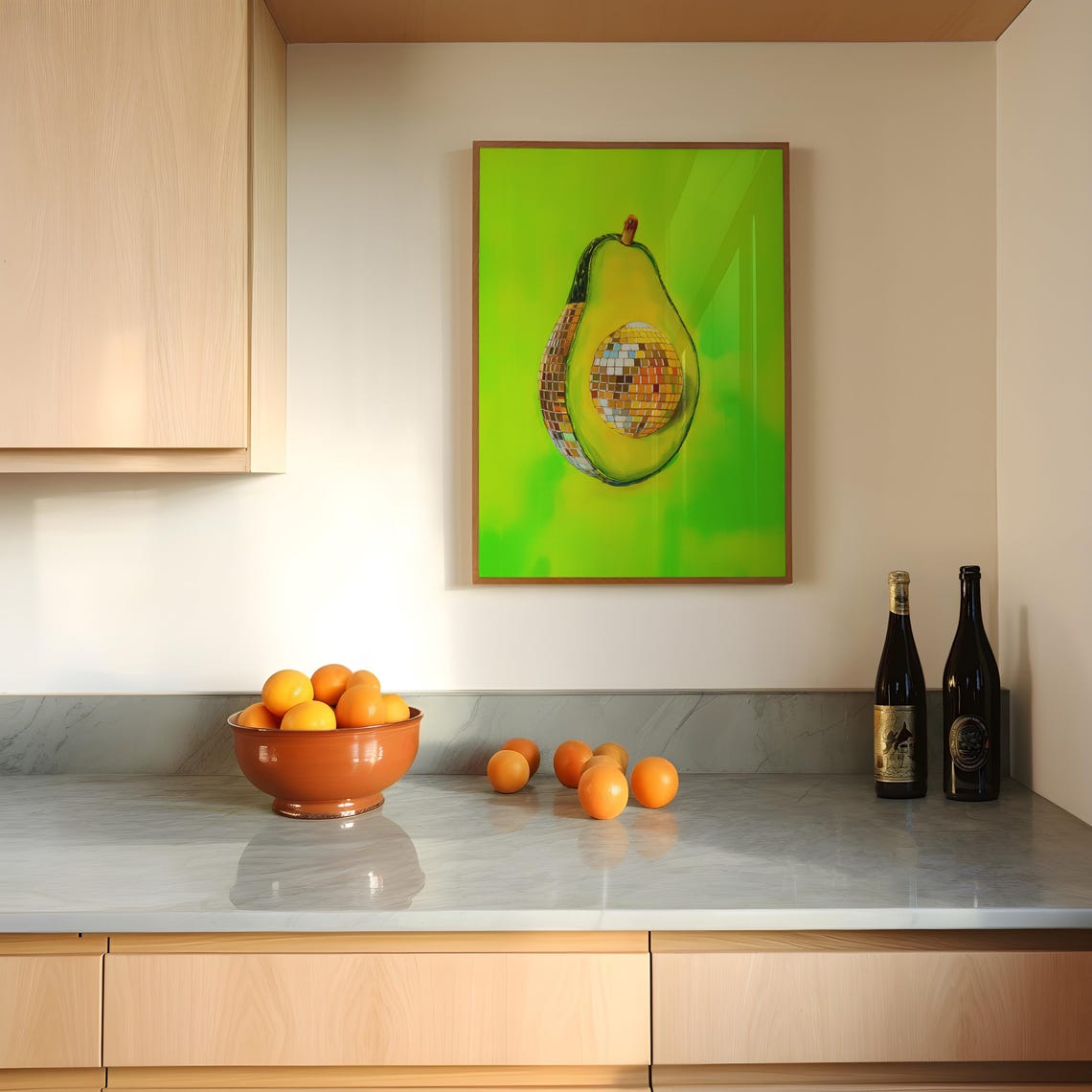 Avocado Disco Ball Pit Maximalist Lime Green Fruit Wall Art Decor - Image 2