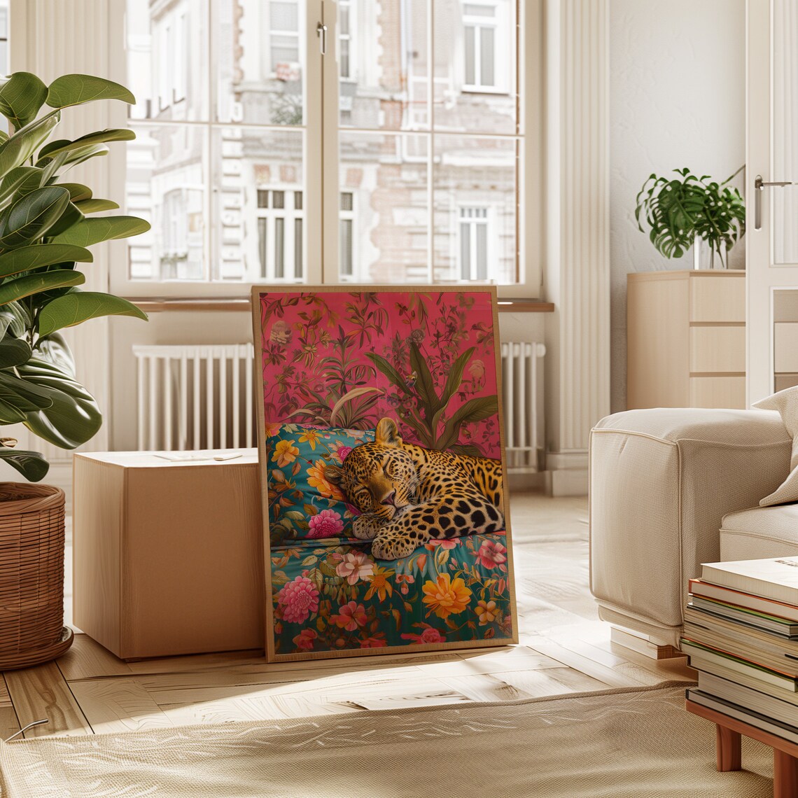 Sleeping Leopard Maximalist Oil Painting Poster - Image 5