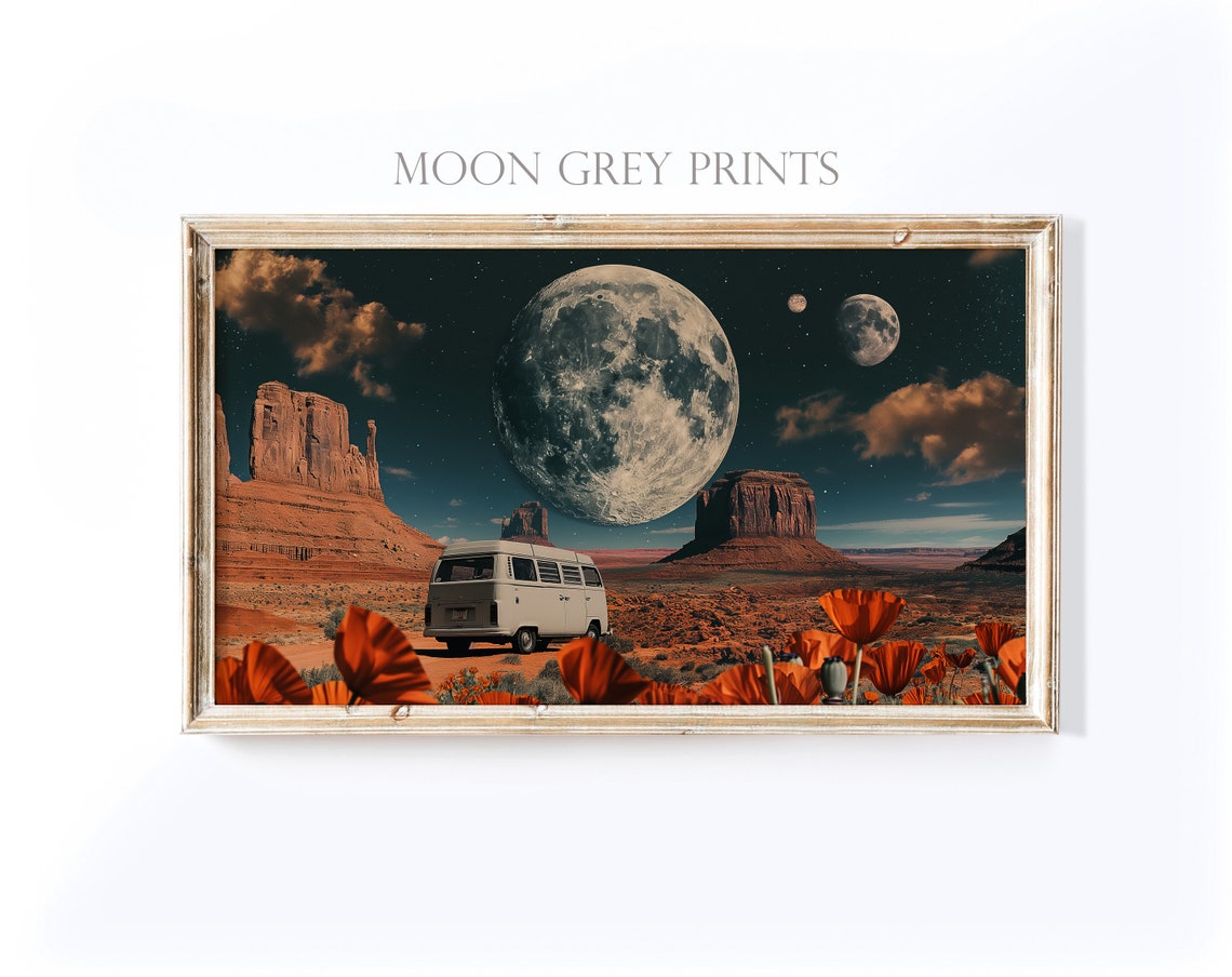 Futuristic Desert Scene With Van And Giant Moon - Image 5