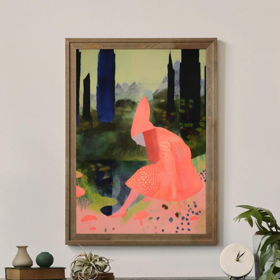 Peach Journey, Unique Art Print