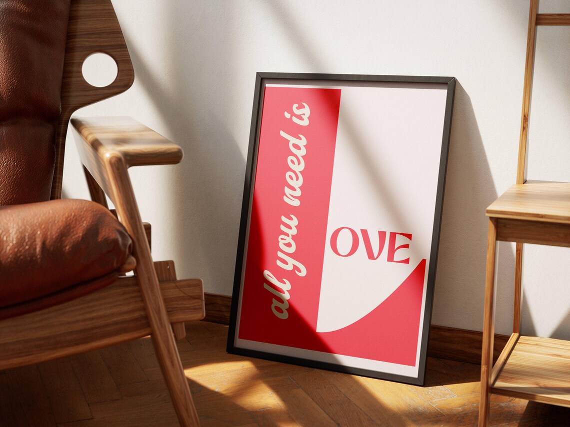 All You Need Is Love Split Typography Pink Trendy Love Quote Poster - Image 4