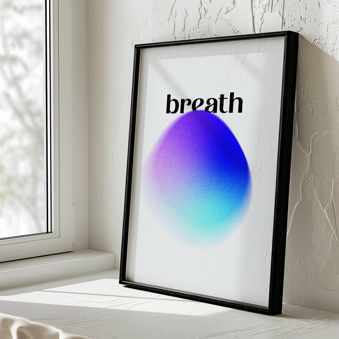 Breath Mindfulness Word Purple Blue Gradient Aura Calm Therapy Poster - Image 3