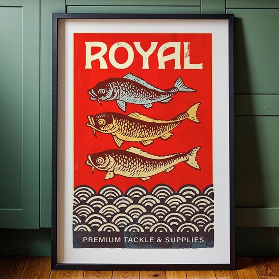 Royal Fish Print Retro Fishing Gift For Dad Fish Art Poster Home Office Decor Fishing Tackle Print Angler Wall Art Gift For Fisherman