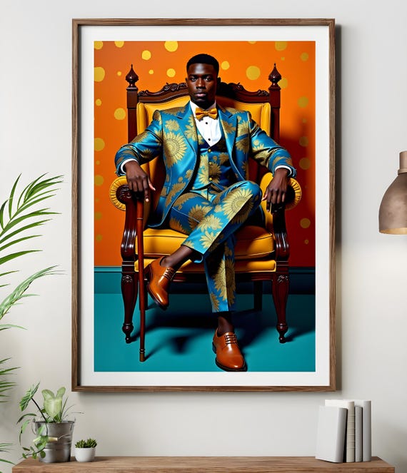 Afro Dandyism Black Man Wall Art Print African Fashion Poster Modern Bold Culture Dcor