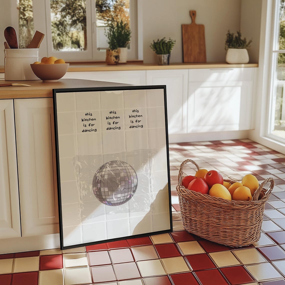 This Kitchen Is for Dancing Disco Ball Retro Party Kitchen Poster - Image 6