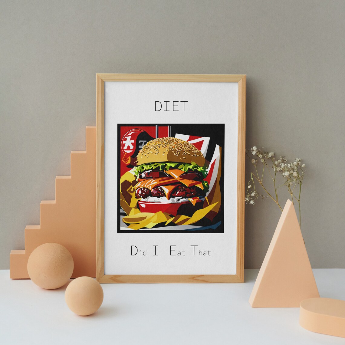 Diet Did I Eat That Funny Burger Illustration Kitchen Poster - Image 3