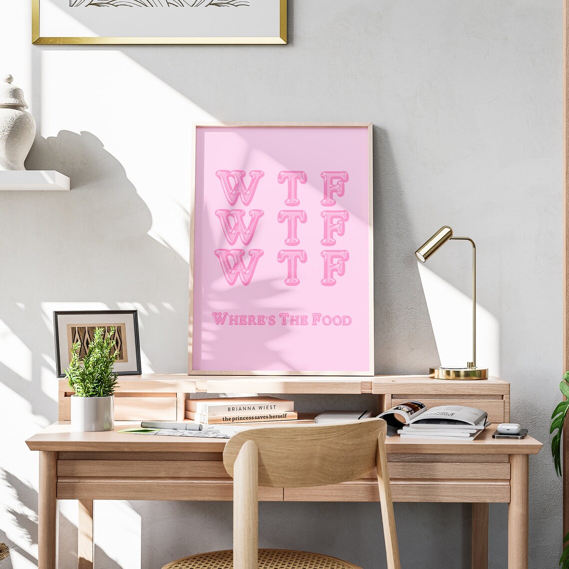 WTF Wheres The Food Funny Pink Kitchen Typography Quote Poster - Image 2