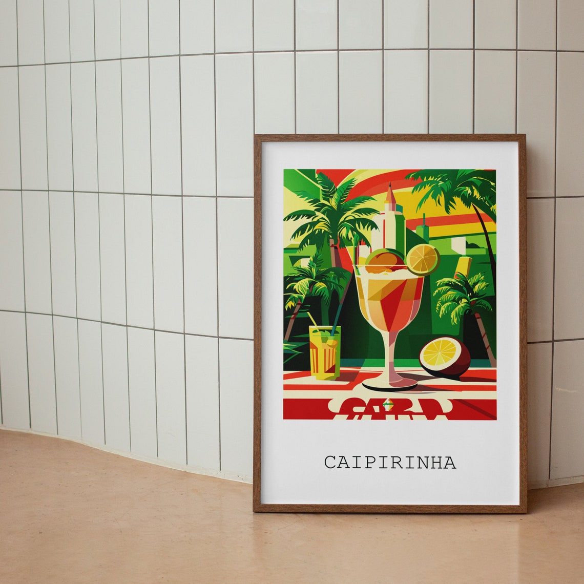 Caipirinha Cocktail Vibrant Brazilian Bar Illustration Poster - Image 2