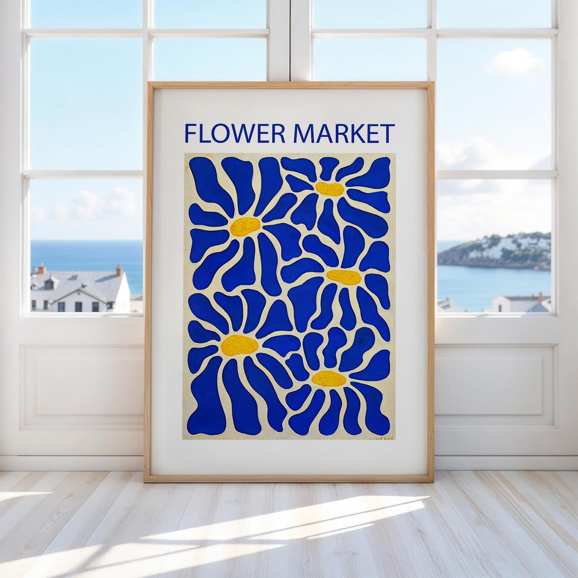 Blue Floral Matisse Print Modern Flower Market Poster