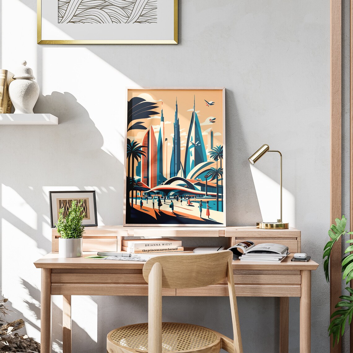 Dubai Skyline Burj Khalifa Cityscape Illustration Travel Poster - Image 3