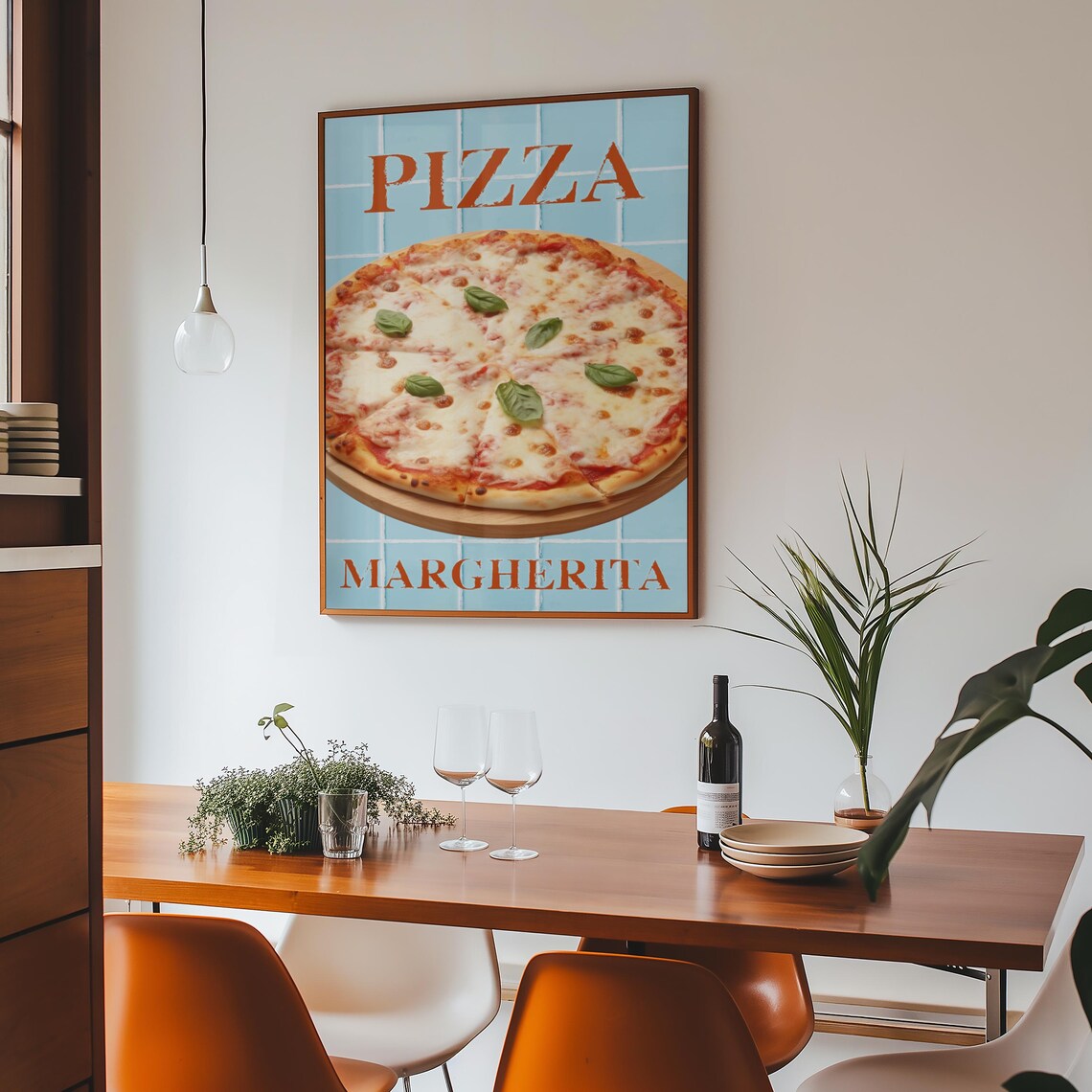 Classic Cheesy Pizza Margherita Retro Italian Kitchen Wall Art - Image 8