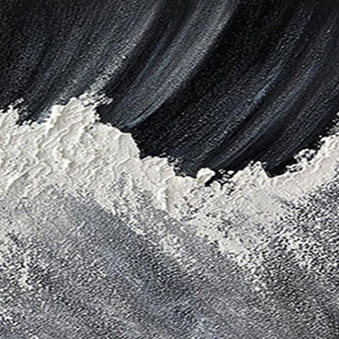 Dramatic Monochrome Black White Crashing Ocean Wave Wall Art - Image 3