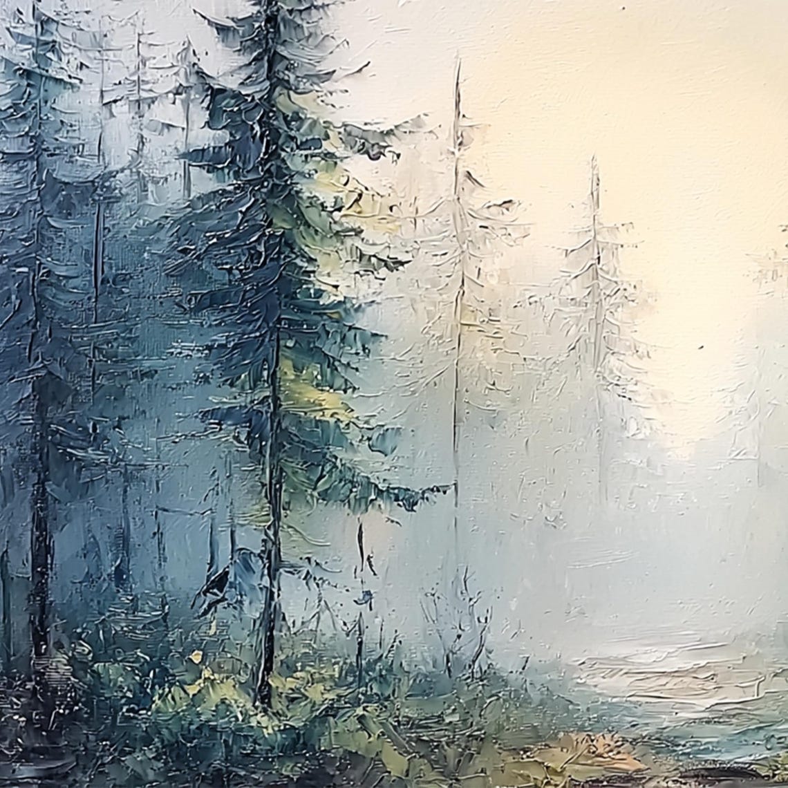 Misty Blue Pine Forest At Dawn With Soft Morning Light Poster - Image 3