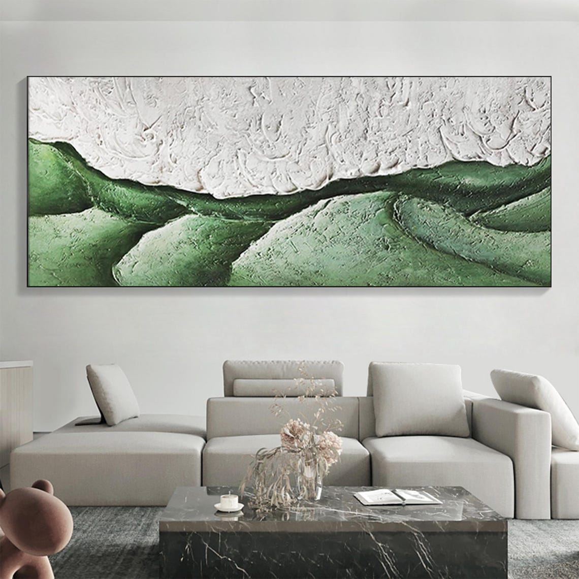 Emerald Green Ocean Waves With White Textured Top Abstract Poster
