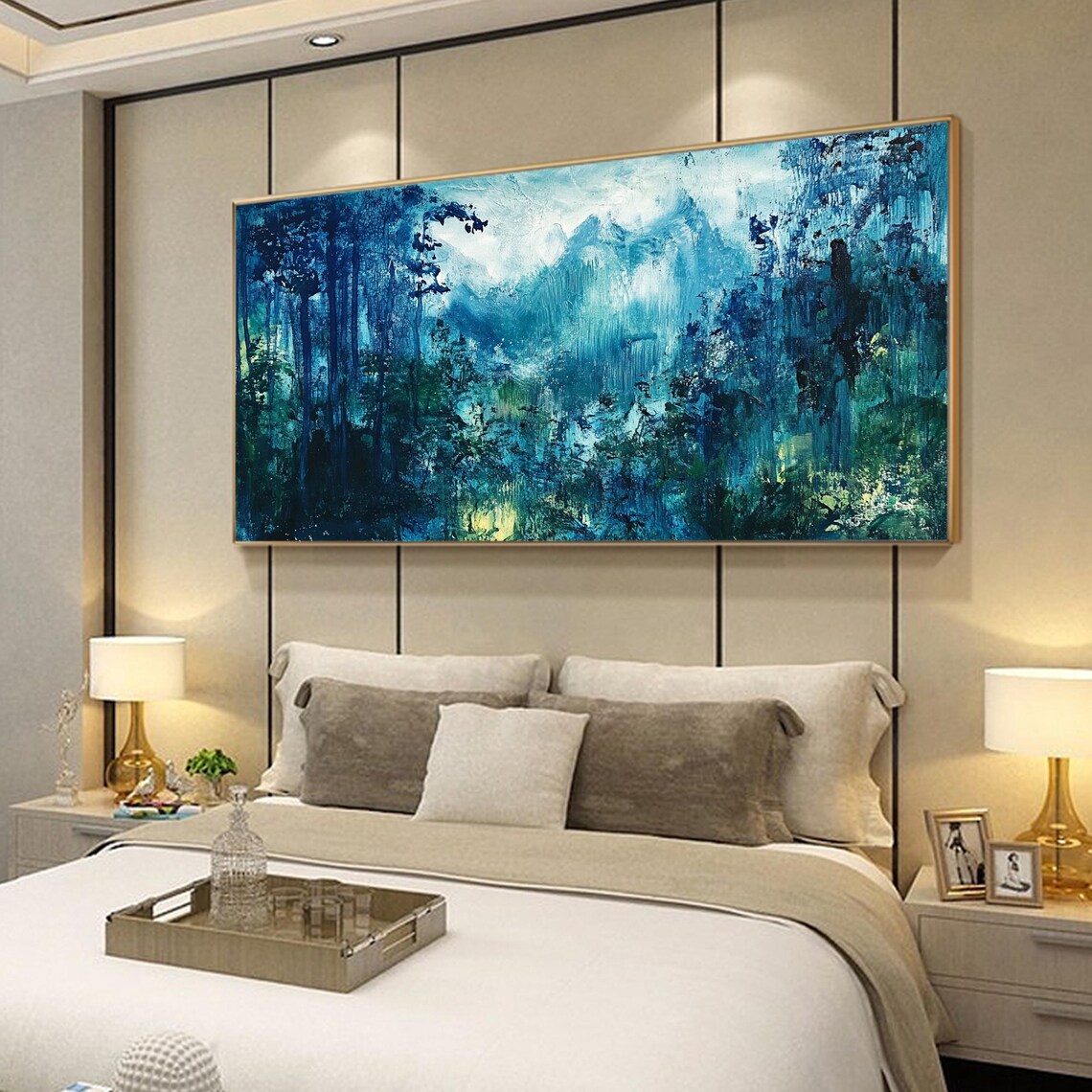 Large Abstract Forest Oil Painting On Green Tree Wall Art Original Nature Landscape Painting Custom Painting Living Room Decor - Image 2