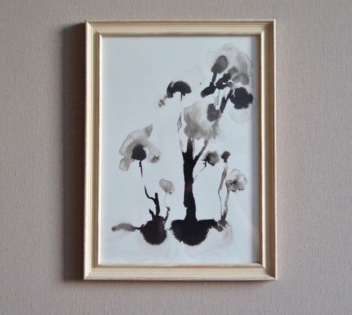 Black Ink Wildflowers Japanese Style Minimalist Botanical Wall Art - Image 4