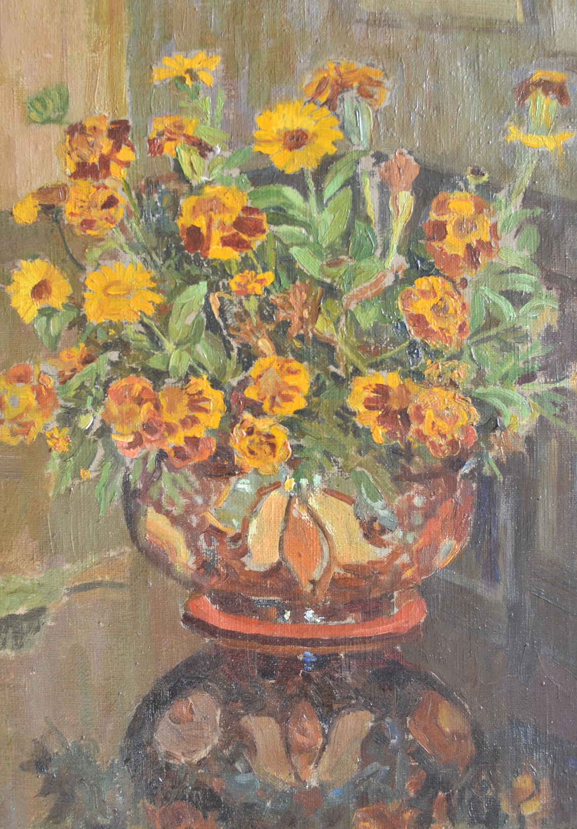 Vintage Still Life Flowers, Retro Oil Painting - Image 3