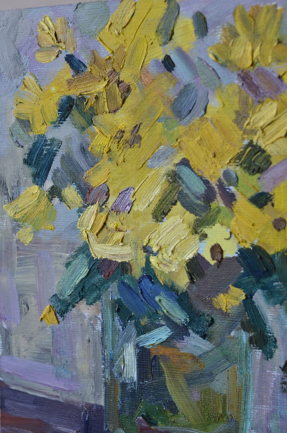 Yellow Flowers Bouquet In Glass Vase Still Life Painting Art Poster - Image 2