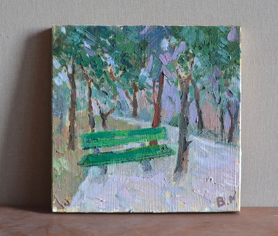 Impressionistic Oil Landscape On A Tablet Scenery With Trees In The Park Original Hand Made Ukrainian Oil Painting European Fine Art