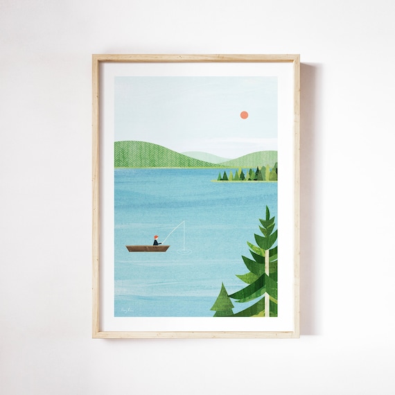 Lake Print by Henry Rivers, Lake Fishing Art Poster