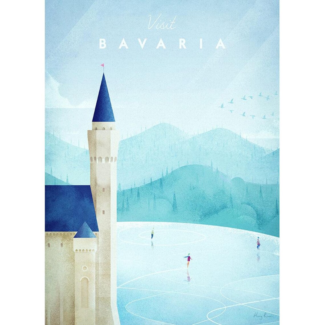 Bavaria Travel Poster, Minimalist Vintage Retro Style - Image 2