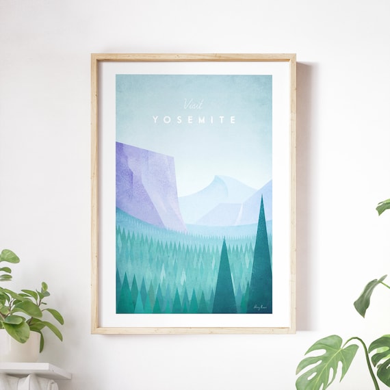 Yosemite Travel Poster Print, Minimalist Vintage Retro