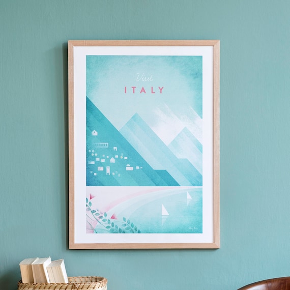 Italy Travel Poster Print, Minimalist Vintage Retro Style