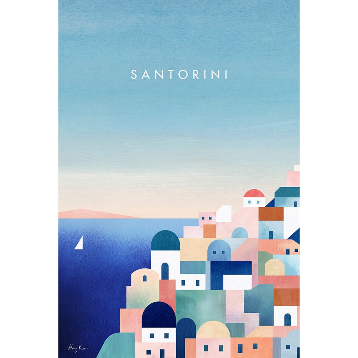 Santorini Greece Print by Henry Rivers, Travel Poster - Image 3