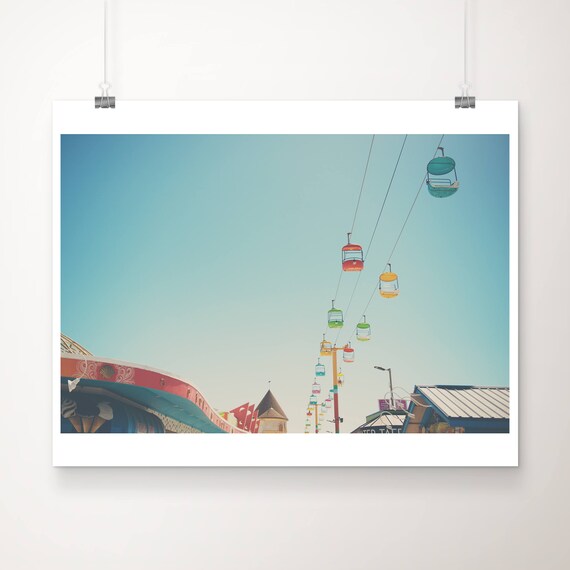 Santa Cruz Boardwalk Sky Ride Gondolas Beach Carnival Photo Poster