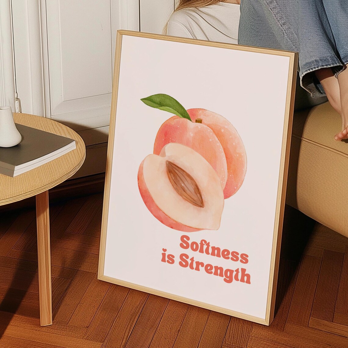 Peach Motivational Fruit Poster, Cozy Kitchen Decor