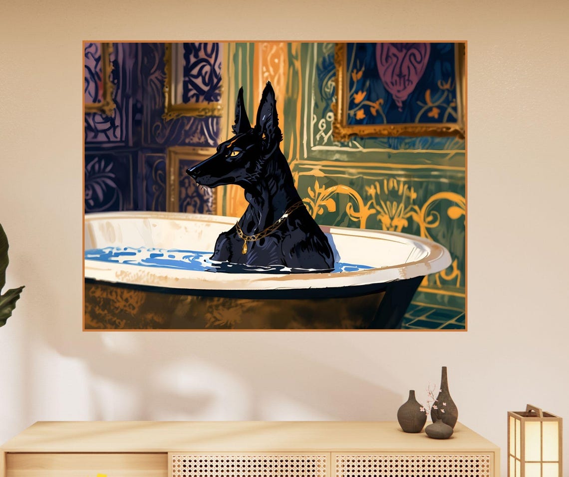 Anubis Wall Art Egyptian Underworld Poster Mythology Artwork Maximalist Bathroom Print