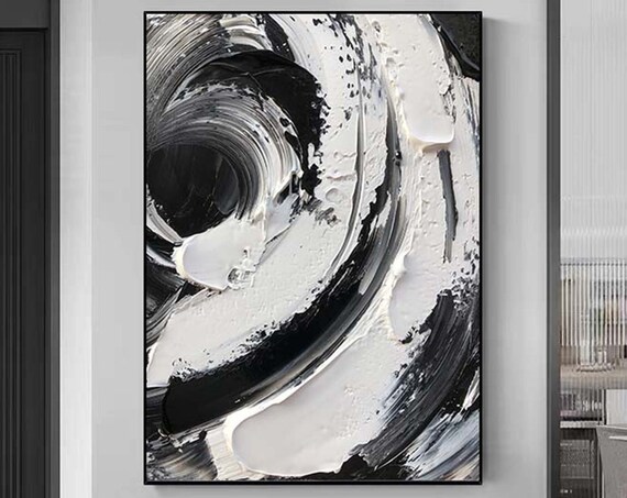 Black And White Minimalist Painting Textured Art Large White Textured Wall Art Black And White Wall Art Black And White 3d Abstract Art