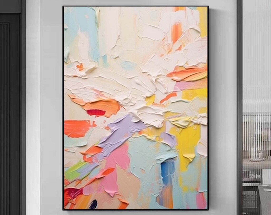 Soft Pastel Pink Yellow Lavender Abstract Modern Painting Poster
