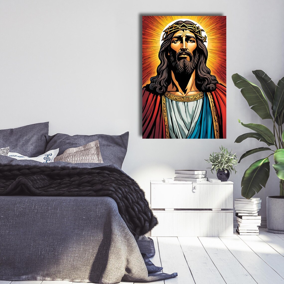 Jesus Standing Serious Abstract Religious Art Print - Image 2