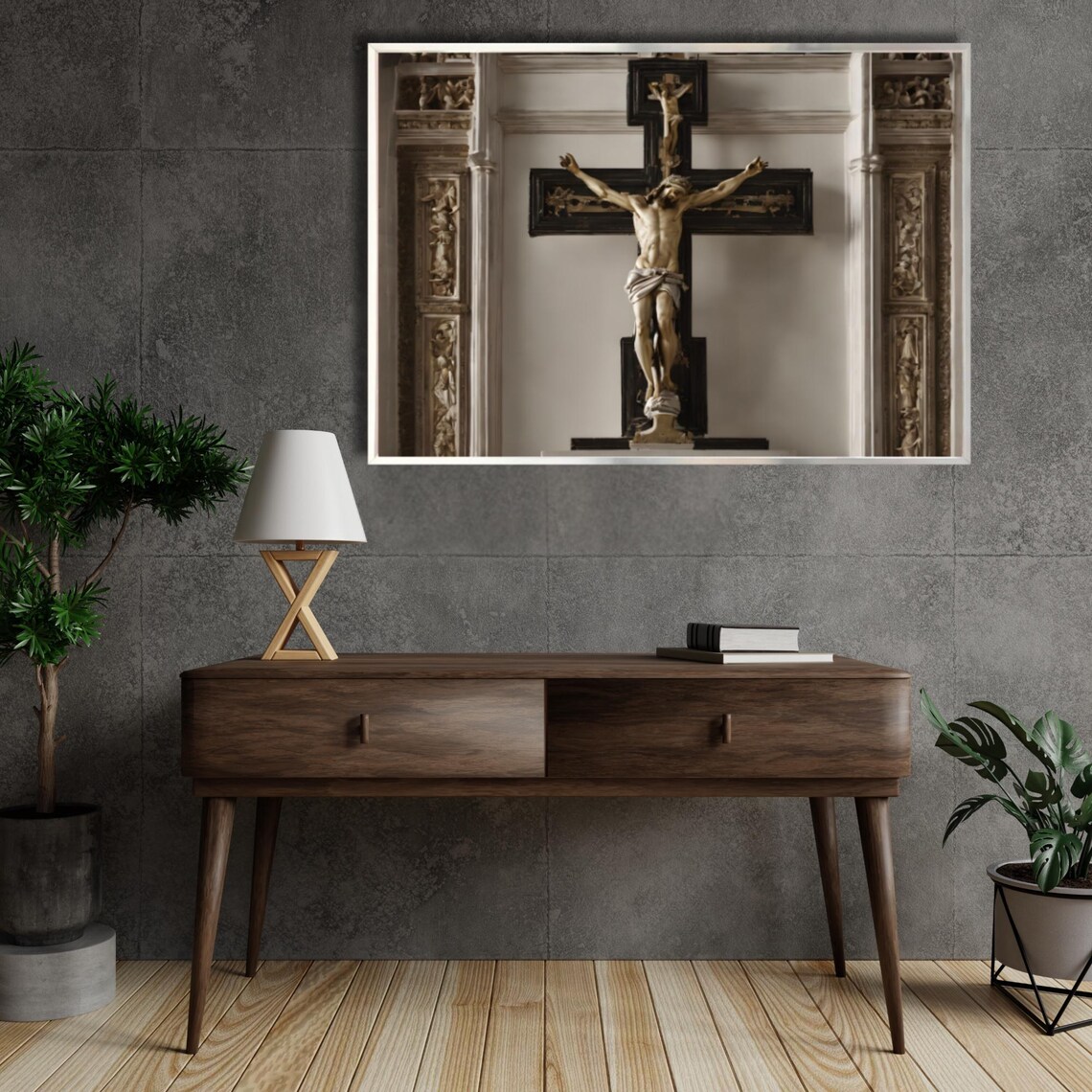 Crucified Jesus Christ Cross Church Statue Religious Art Poster - Image 4