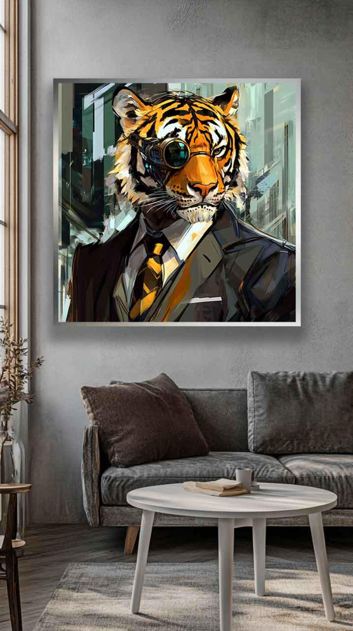 Dapper Tiger Gentleman in a Suit With a Monocle Funny Art Poster - Image 4