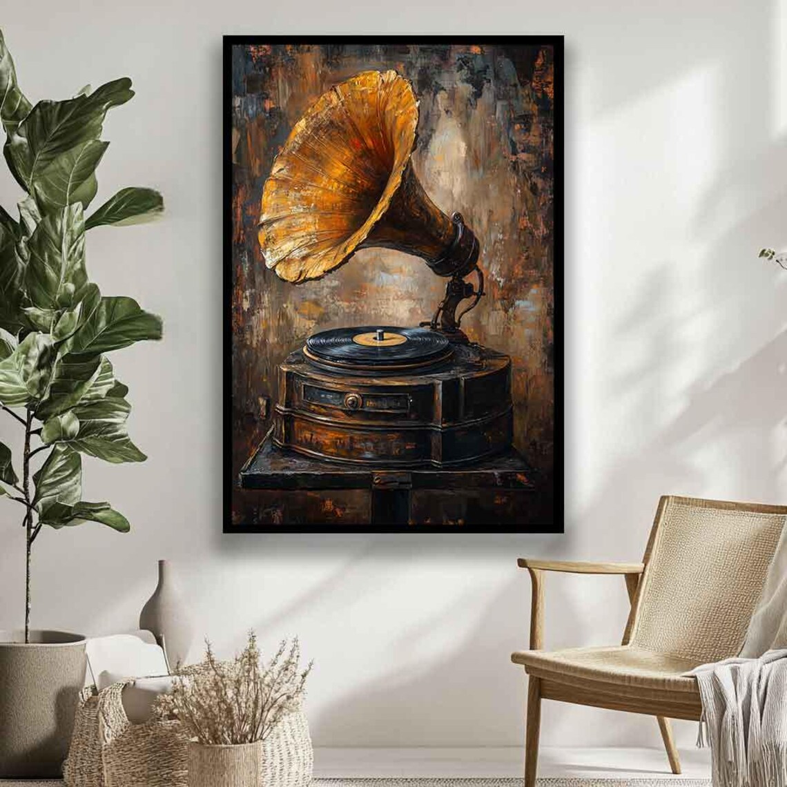 Vintage Gramophone Art Print, Retro Phonograph Artwork - Image 2