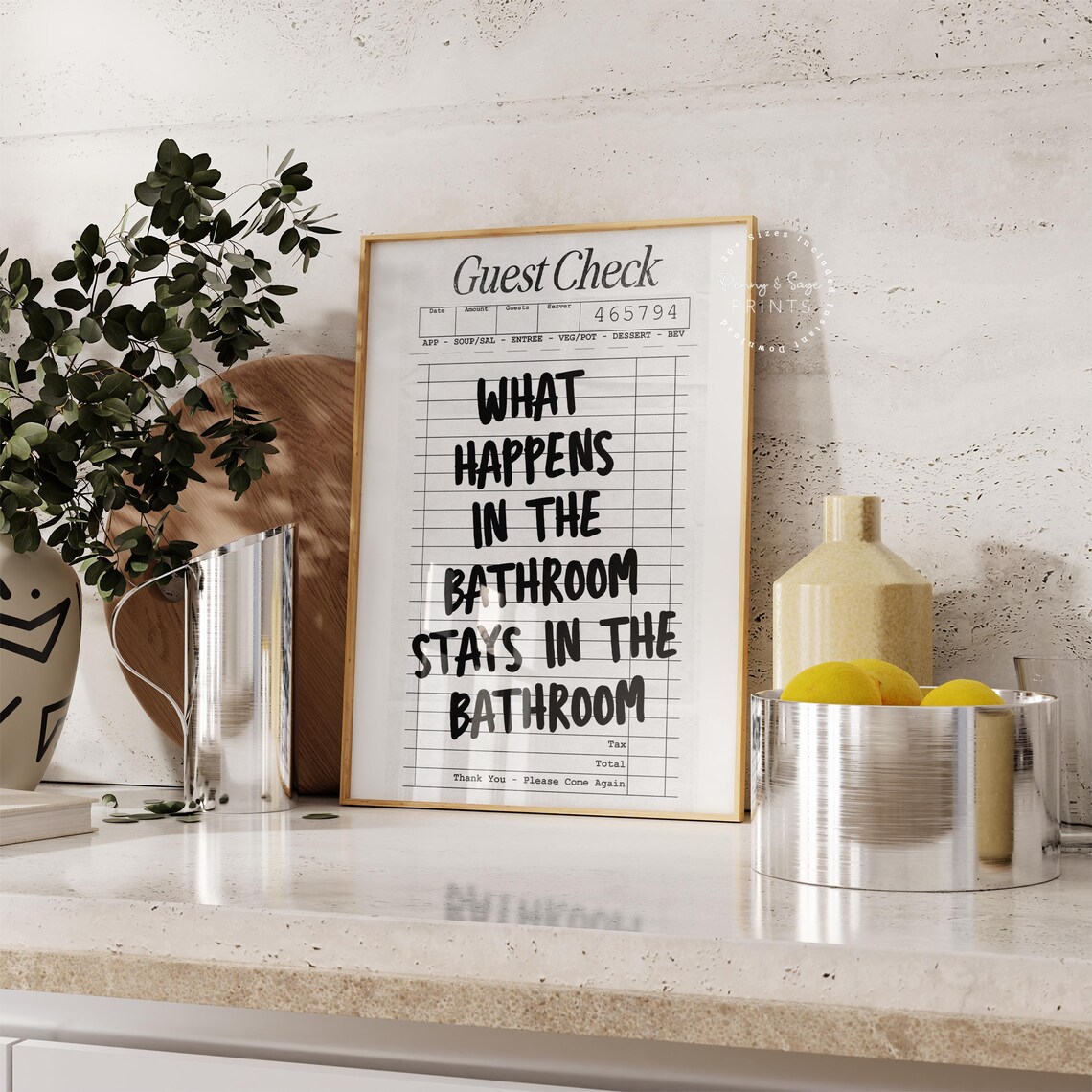 Guest Check What Happens In The Bathroom Retro Art Print
