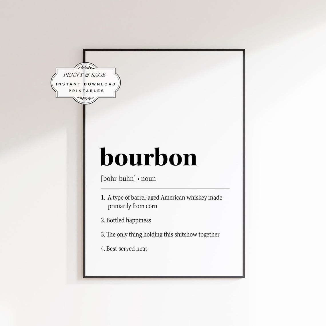 Bourbon Dictionary Definition Noun Funny Bar Cart Typography Poster - Image 2