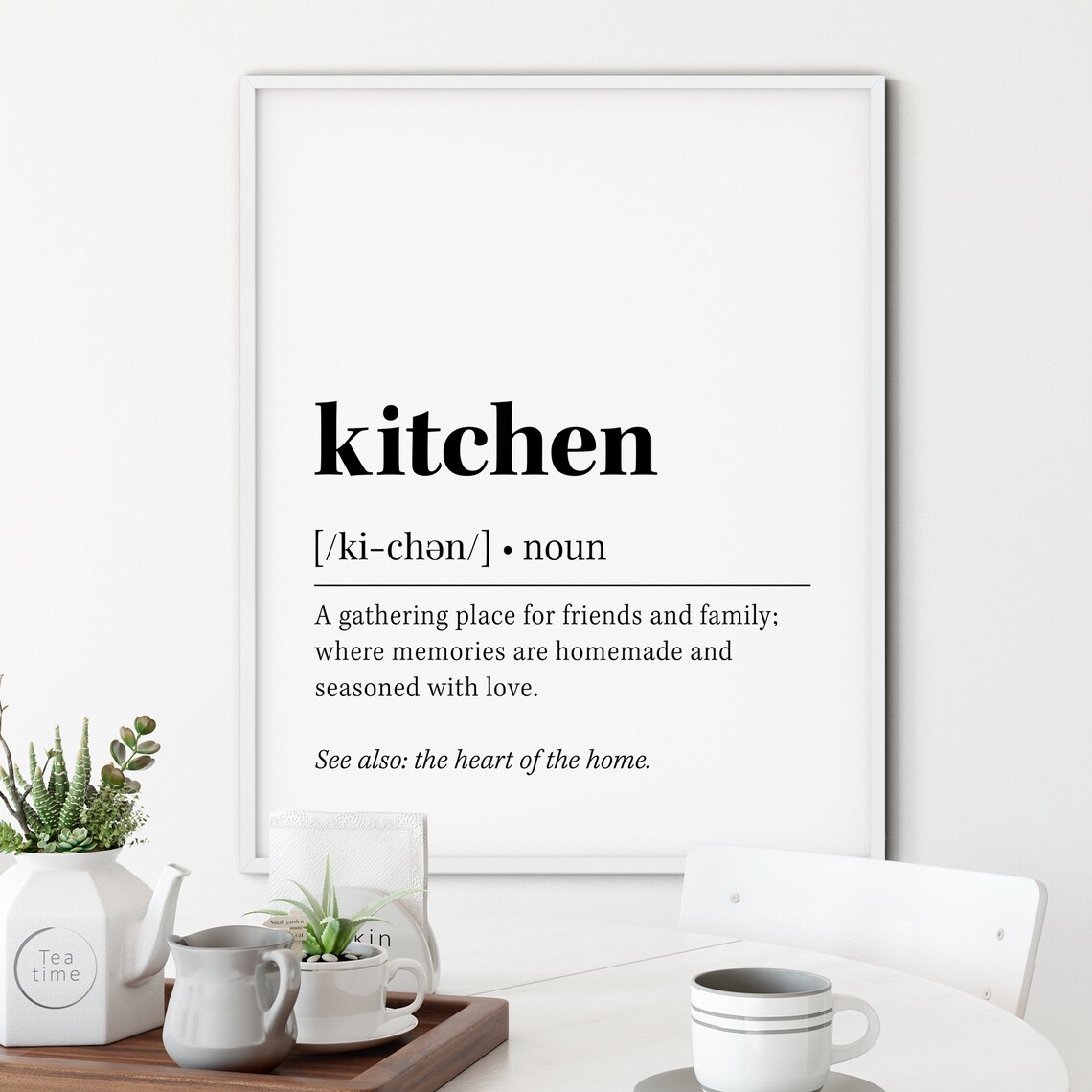 Kitchen Definition Quote Art Print, Black And White