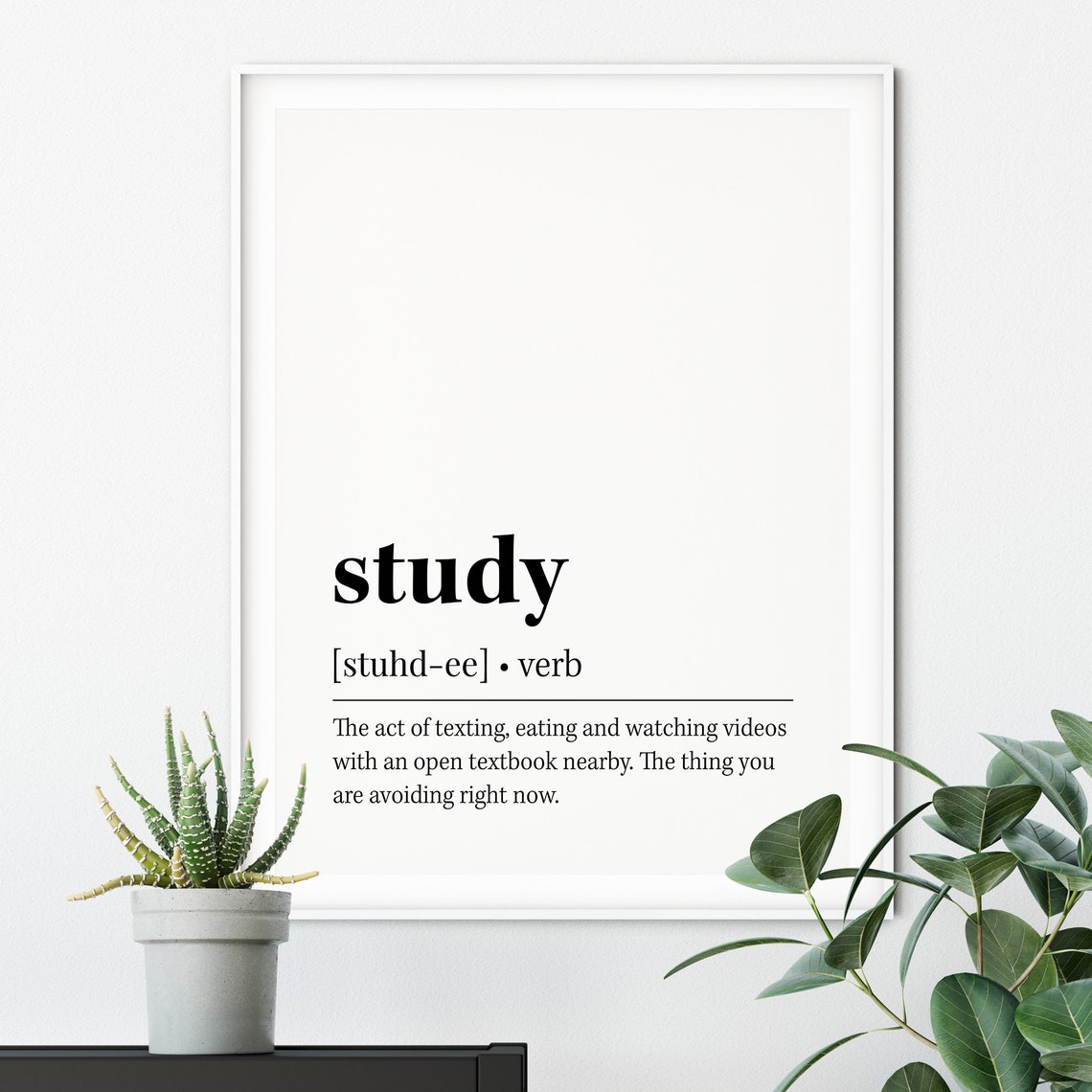 Study Definition Dictionary Style Funny Student Black White Poster - Image 2