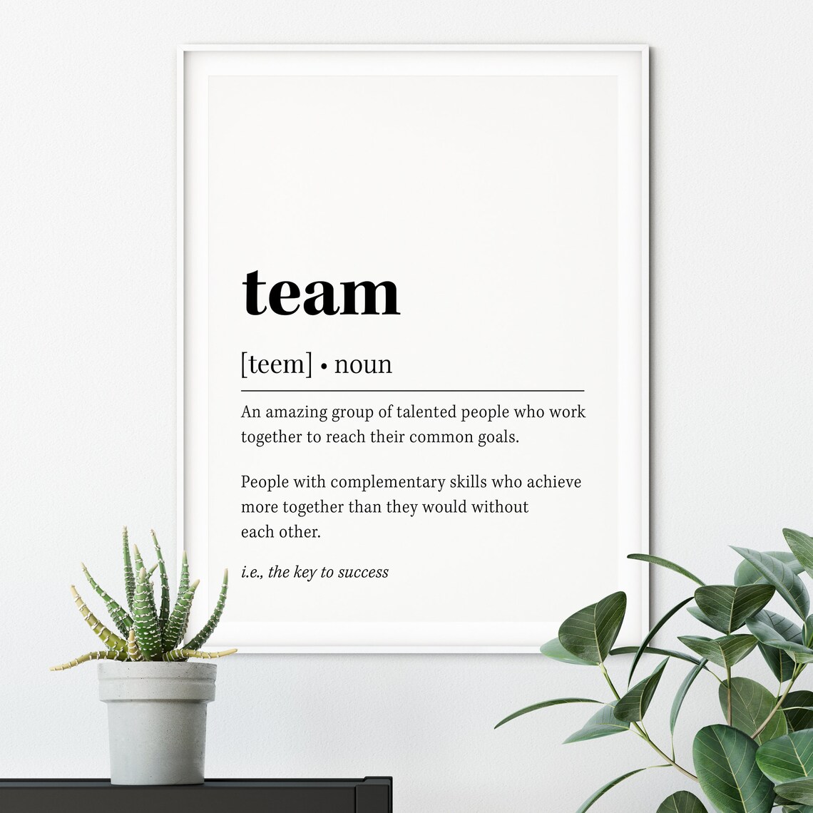 Team Definition Quote Art Print, Black and White - Image 2