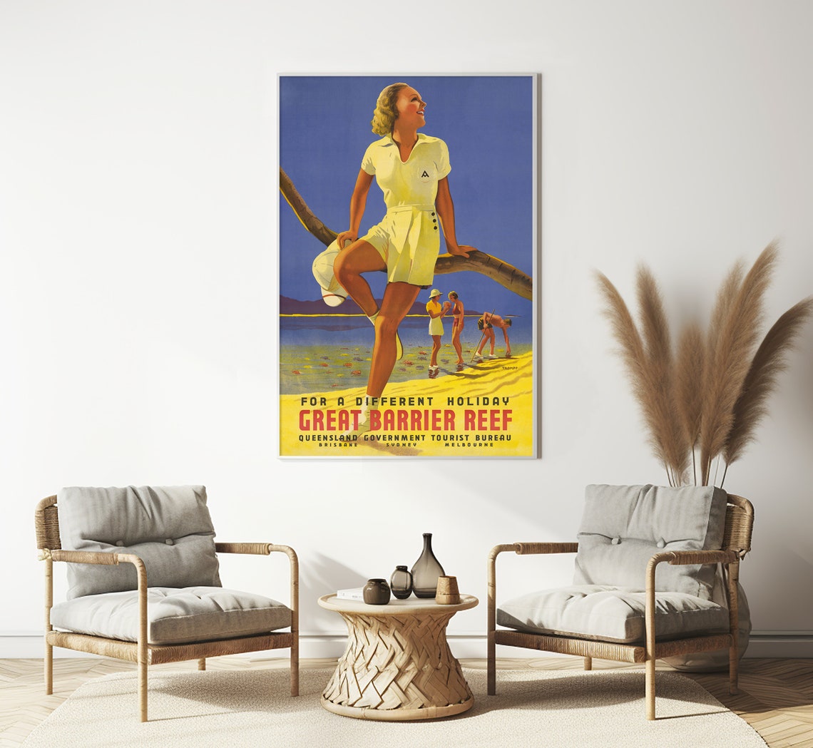 Great Barrier Reef Queensland Vintage Beach Holiday Travel Poster Art - Image 3