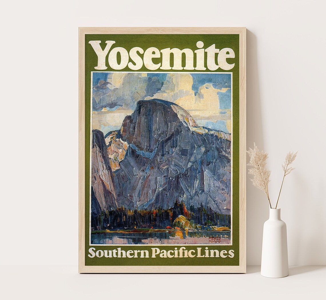 Yosemite Half Dome Oil Painting Nature Vintage National Park Poster