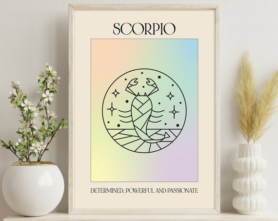 Scorpio Zodiac Gradient Scorpion Circle Pastel Astrology Poster