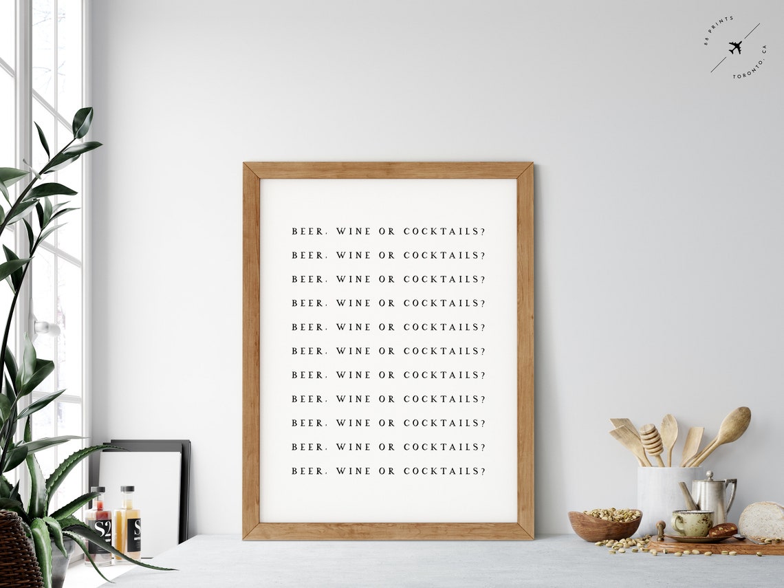 Beer Wine or Cocktails Funny Repeated Typewriter Quote Poster - Image 3