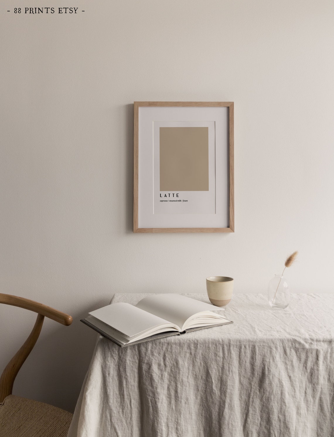 Latte Espresso Steamed Milk Foam Beige Minimalist Kitchen Wall Art - Image 3