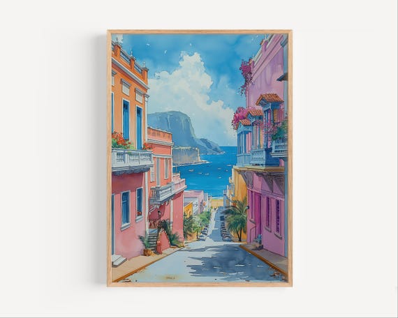 Ponce Puerto Rico Watercolor Painting Travel Poster Or Canvas Print Central America Wall Art Gift Pastel Water Color