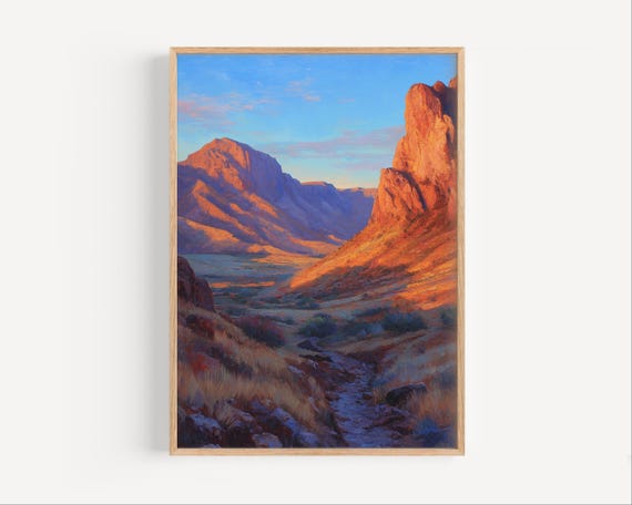 New Mexico Mountains Oil Painting Print Albuquerque Mountain Paint Style Landscape Art
