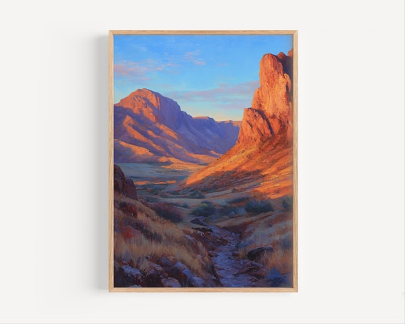 Red Rock Canyon Sunset Oil Painting Desert Landscape Wall Art